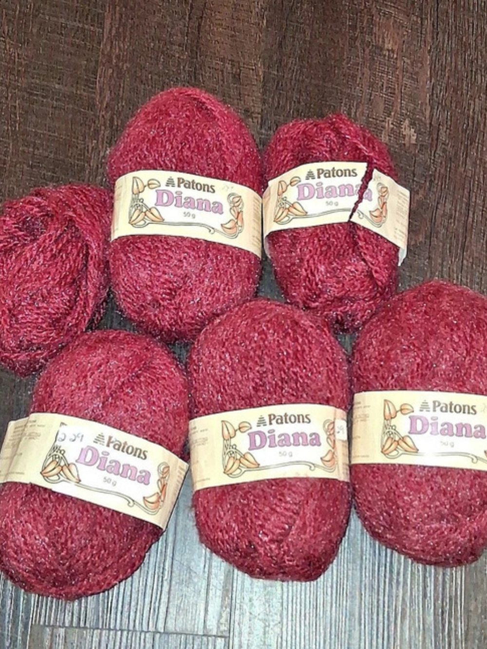 Patons Diana 6 Skeins Burgundy New with tags